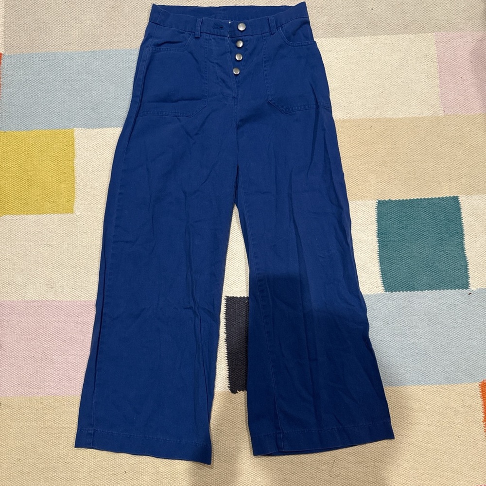 Loup Simone Wide Crop Pants in Blue